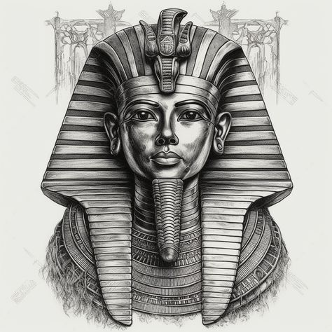 Ahnk Tattoo Stencil, King Tut Drawing, Pharoah Tattoo, Wu Tang Forever, King Tut Tattoo, Tattoo Anubis, Egyptian Ruins, Tattoos For Women Cat, Sphinx Tattoo