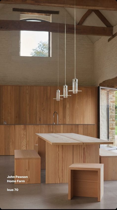 Home Farm, Vitra Design Museum, John Pawson, Wooden Floorboards, Vitra Design, Timber Furniture, Farm Kitchen, Minimalist Furniture, Wooden Planks