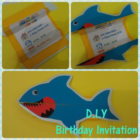 Birthday Invitation Card, do u like fish, do u like shark, here it is one ideas for ur fish lovers Shark Birthday Invitations, Anniversaire Diy, Birthday Invitation Card, Birthday Cards For Boys, Shark Birthday, Birthday Cards Diy, Diy Invitations, Baby Shark, Diy Birthday