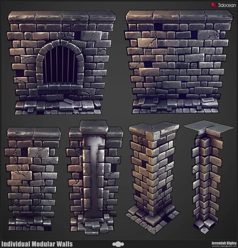 Modular Dungeon, Modular Environment, Game Art Environment, Blender Ideas, Module Design, 3d Modeling Tutorial, Hand Painted Textures, 3d Environment, 3d Games