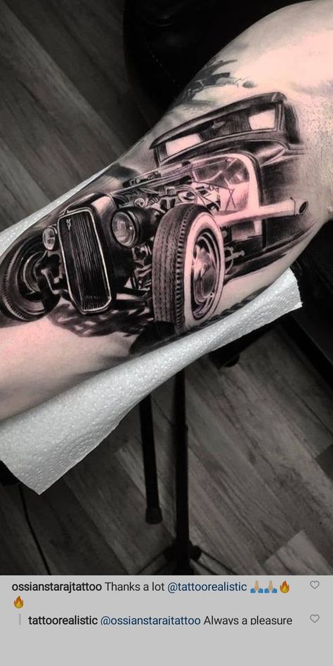 Hot Rod Tattoo, Bridge Tattoo, Cool Tattoos For Guys, Great Tattoos, Hot Rod, Hot Rods, Sleeve Tattoos, Tattoos For Guys, Cool Tattoos