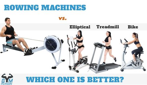 Are rowing machines the best cardio equipment for home? We compare the rowing machine versus an elliptical trainer, a treadmill, and an exercise bike. #ExerciseBikes Treadmill Workout Fat Burning, Rowing Machine Workout, Beginners Exercise, Fitness Machines, Nasm Cpt, Recumbent Bike Workout, Elliptical Trainer, Cardio At Home, Abs Workout Video