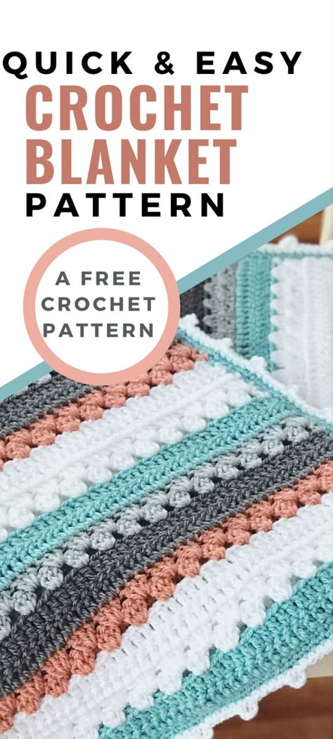 Quick And Easy Crochet Blanket, Easy Crochet Blanket Pattern, Crochet Blanket Tutorial, Striped Crochet Blanket, Crochet Throw Pattern, Crochet Baby Blanket Free Pattern, Chunky Crochet Blanket, Crochet Blanket Pattern Easy, Crochet Afghan Patterns Free