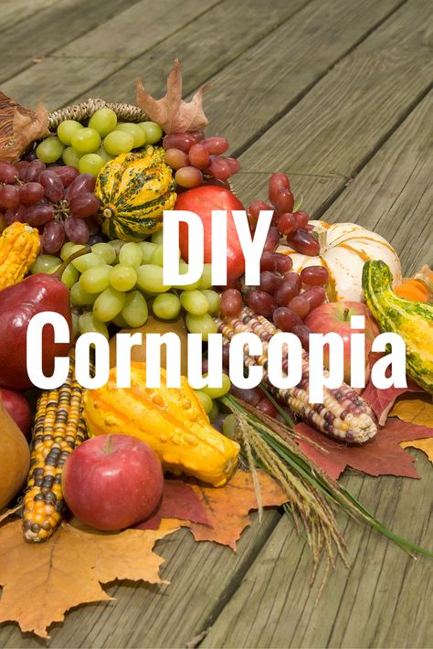 Diy Horn Of Plenty, Horn Of Plenty Centerpiece, Cornacopia Craft, Thanksgiving Cornucopia Centerpiece, Diy Cornucopia, Diy Horns, Cornucopia Centerpiece, Thanksgiving Cornucopia, Fruit Centerpieces