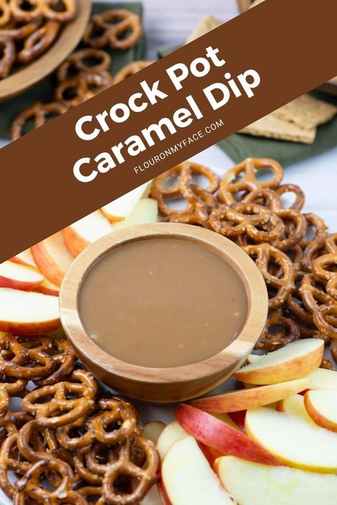 Crock pot caramel dip made with 4 ingredients that makes a thick and rich homemade caramel sauce that is a great fruit dip. The caramel clings to the apple slices or any type of fruit you would like to serve. Would be a perfect homemade dip for a dessert bar. Healthier Caramel Dip, Crock Pot Caramel Apple Dip, Mini Crockpot Caramel Dip, Caramel Apple Dip Crockpot, Crock Pot Caramel Sauce, Crock Pot Caramel Apples, Crockpot Caramel Sauce For Apples, Caramel Apple Dip Bar, Peanut Butter Caramel Apple Dip