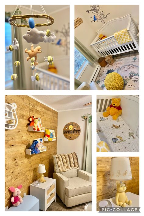 Winnie The Pooh Woodland Nursery, Winnie The Pop Nursery, Winnie The Pooh And Sunflower Nursery, Winnie The Pooh Nursery Colorful, Oliver Nursery, Liam Nursery, Pooh Bedroom, Nursery Room Themes, Pooh Nursery