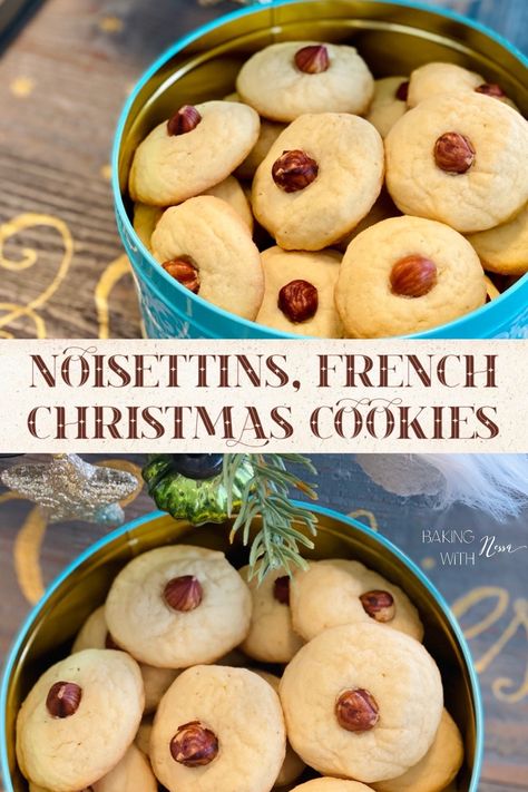 Indulge in a taste of French tradition this Christmas with these delectable "Noisettins" Hazelnut cookies. Discover the secrets behind these traditional treats and add a festive touch to your holiday table! French Butter Cookies 12 Tomatoes, French Christmas Recipes, French Cookies Traditional, French Christmas Cookies, European Christmas Cookies, French Christmas Desserts, French Christmas Traditions, French Foods, Traditional Christmas Cookies