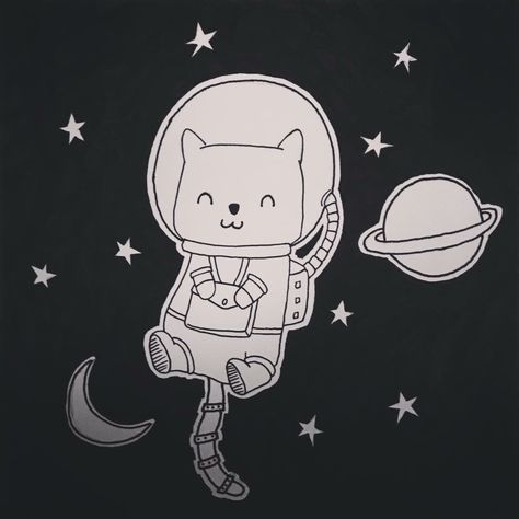 cat astronaut floating majestically through space illustration Space Cat Tattoo, Illustrated Journaling, Astronomy Tattoo, Astronaut Drawing, Cat Astronaut, Space Illustration, Animals Friendship, Space Print, Cat Drawing