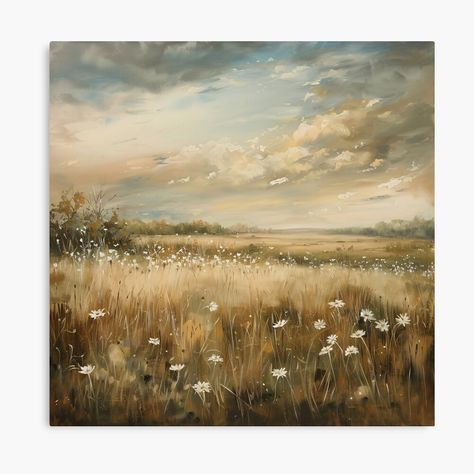 Get my art printed on awesome products. Support me at Redbubble #RBandME: https://www.redbubble.com/i/canvas-print/Impressionistic-Vintage-Oil-Painting-Open-Field-with-Tall-Grass-and-White-Flowers-by-jozefinszucs/160583753.5Y5V7?asc=u Flowers Canvas, Open Field, Vintage Oil Painting, Featured Art, Impressionism, Print Images, White Flowers, Framed Art Prints, Stretch Canvas