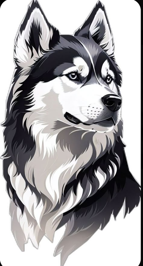 Husky Dogs Drawing, Husky Tattoo, Wolf Vector, Husky Drawing, Animal Stencil Art, Husky Logo, Disney Drawings Sketches, Puppy Drawing, Animal Stencil