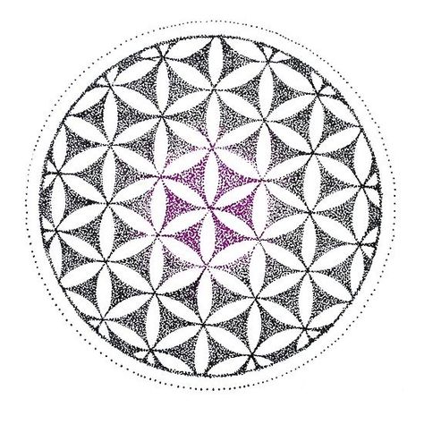 Flower Of Life Dotwork, Dotwork Tattoo Design, Dotwork Pattern, Simple Mandala Tattoo, Dotwork Tattoo Mandala, Japanese Tattoo Women, Flower Of Life Tattoo, Geometric Mandala Tattoo, Dotwork Tattoo