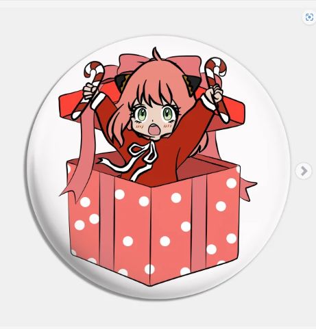 Anya Forger Christmas, Anya Christmas, Christmas Chibi, Christmas Anime, Pins And Buttons, Anime Christmas, Anya Forger, Holiday Pins, Christmas Invitations