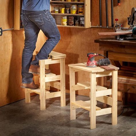 Stool Plans, Workshop Stool, Modern Floating Shelves, The Family Handyman, Shop Stool, Woodworking Project Plans, Family Handyman, Wood Stool, Wood Plans