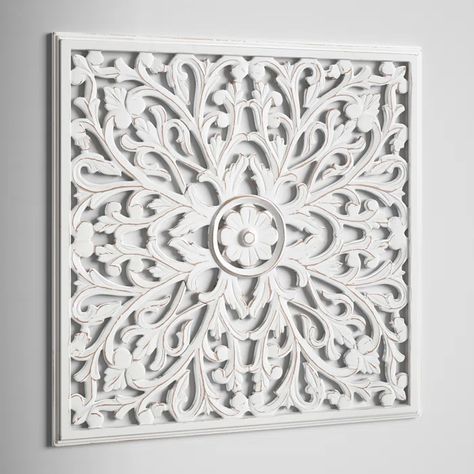 Kelly Clarkson Home Beakman Medallion Wall Décor & Reviews | Wayfair Wall Medallion, Medallion Wall Decor, Handmade Plant, Office Colors, Wooden Design, Distressed Painting, Kelly Clarkson, French Country Style, Wood Plaques