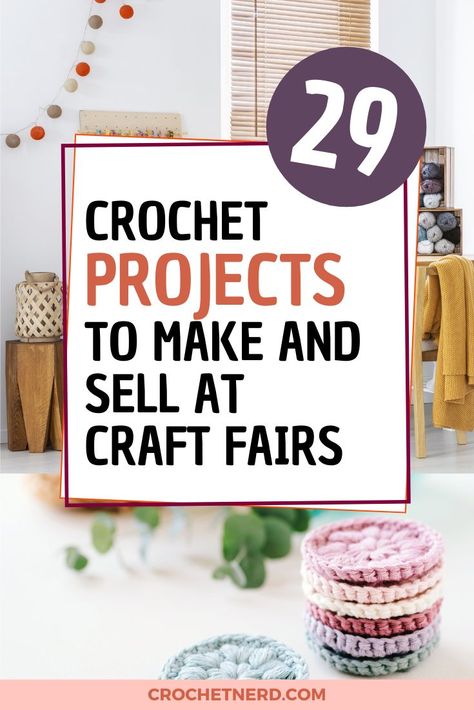 crochet ideas to sell at craft fairs Selling Crochet Items, Projects To Make And Sell, Crochet Projects To Sell, Crochet Craft Fair, Crochet Project Free, Projects To Sell, Quick Crochet Projects, Fast Crochet, Popular Crochet