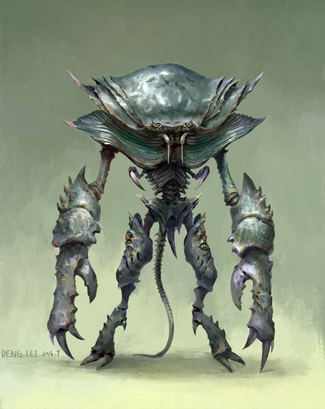 crab, deng lei on ArtStation at https://www.artstation.com/artwork/YgYA6 Crab Monster, Monster Drawing, Alien Design, Alien Concept, Dnd Monsters, Fantasy Beasts, Alien Concept Art, Alien Creatures, Monster Concept Art