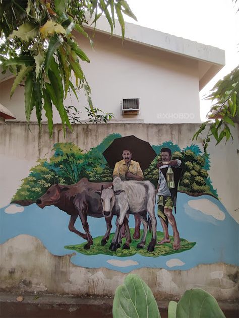 Beautiful wall mural -Rural farmers taking their cows to the field Fields Photography, Location Photography, Beautiful Wall, Photography Blog, The Field, Blog Photography, Wall Mural, Street Photography, Farmer