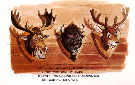 The Country Bear Jamboree: Melvin, Max & Gruff Buff by Better Living Through Imagineering, via Flickr Country Bear Jamboree, Marc Davis, Disney World Attractions, Walt Disney Imagineering, Country Bears, Disney Paintings, Disney Imagineering, Bear Rug, Disney Artists