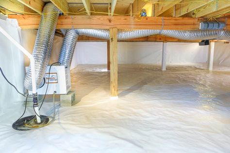 Vapor Barrier Crawl Space, Mold In Crawl Space, Diy Crawlspace, Crawl Space Vapor Barrier, Crawl Space Insulation, Crawl Space Encapsulation, Basement Steps, Diy Basement, Types Of Insulation