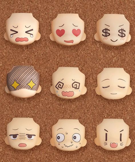 Nendoroid More: Face Swap 01 & 02 Selection Nendoroid Face Plate, Nervous Face Drawing, Nendoroid Face, Chibi Eyes, Nendoroid Anime, Face Plates, Face Anime, Crying Face, Face Swap