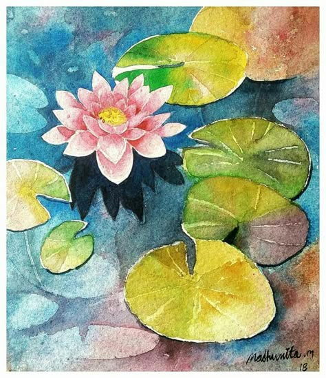 Lilypad Watercolor, Lily Pad Watercolor, Watercolor Lily Pads, Lily Pad Drawing, Scenery Drawing For Kids, Watercolor Lotus, Koi Watercolor, Botanical Sketchbook, Rose Sketch