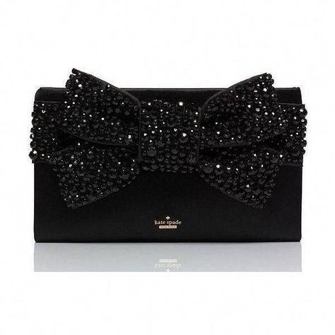 Kate Spade Clutch, Kate Spade Purse Black, Bow Purse, Evening Clutches, Handbag Heaven, Evening Handbag, Evening Purse, Kate Spade Purse, Cute Purses