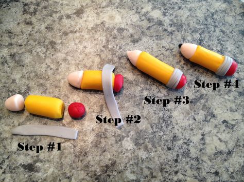 fondant pencil how to Back To School Cupcakes, Teacher Cupcakes, School Cupcakes, Teacher Cakes, Fondant Recipe, School Cake, School Routine, Fondant Animals, Folding Origami