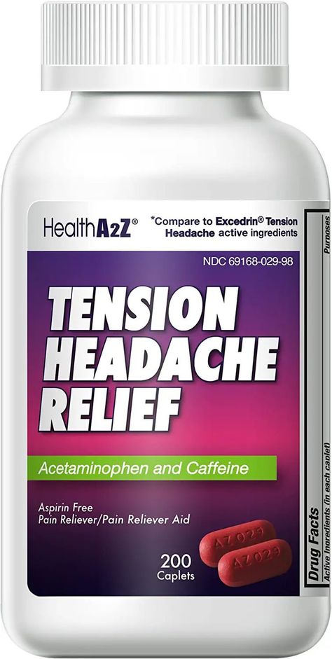 Made In USA / Compare to Excedrin active ingredient. It works by combining the power of Acetaminophen and Caffeine which work synergistically to provide fast relief for head, neck, and shoulder pain associated with tension and stress. It is aspirin free and is gentler on your stomach than aspirin-based products. Adults and children 12 years and over: take 2 caplets every 6 hours. Do not take more than 8 caplets in 24 hours. Children under 12 years of age: ask a doctor. Tension Headache Relief, Fever Relief, Neck And Shoulder Pain, Tension Headache, Headache Relief, Shoulder Pain, Headache, Active Ingredient, Health Care