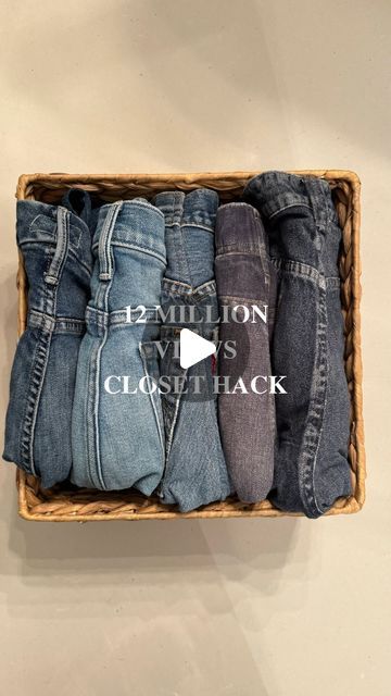 Meg Golightly | Simplified home on Instagram: "Have you watched my viral Jean folding and space saving hack? 🤯🤯 

It really does work and after you watch this and try it a few times you’ll realize it’s very simple! 

Share this with a friend who would appreciate the trick. Who doesn’t want a bigger closet? ❤️

Follow along for more space saving ideas. 

#organizetheworld #simplifying #simplifyyourspace #tidyup #tidyingup #simplistic #lessstress #cleartheclutter #declutterchallenge #iwillhelpyou #simplifiedliving #organizedhomes #minimalistchallenge #dailyliving #organizeit #lifeorganizer #iloveorganizing #clutterfreelife #clutterfreehome #simplifiedlife" Jean Folding, Simplified Home, Minimalist Challenge, Space Saving Ideas, Declutter Closet, Simplified Living, Space Saving Hacks, Closet Hacks, Declutter Challenge