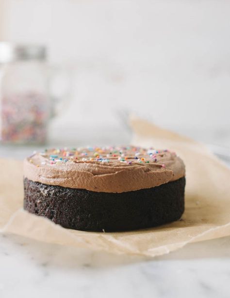 Teeny Tiny Chocolate Cake for One | The Cake Merchant Mini Cake Recipes From Scratch, Small Cake Recipe, Chocolate Cake For One, Small Batch Cake, Chocolate Peanut Butter Frosting, Almond Frosting, Batch Baking, Mocha Frosting, Mini Chocolate Cake