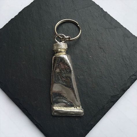 Paint Tube Keychain Pewter Paint, Paint Tube, Ring Keychain, Paint Tubes, Keychain Handmade, Modern English, Handmade Uk, Paint Paint, Silver Paint