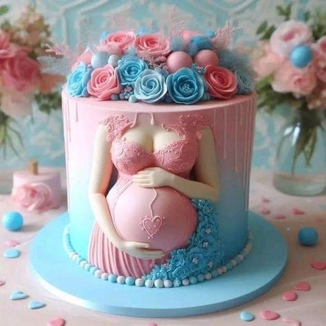 Baby Reveal Cakes, Baby Shower Cake Designs, Pastry Chocolate, Birthday Cake Decorating Ideas, Simple Cake Designs, Mini Cakes Birthday, Creative Cake Decorating, Creative Birthday Cakes, Gender Reveal Cake