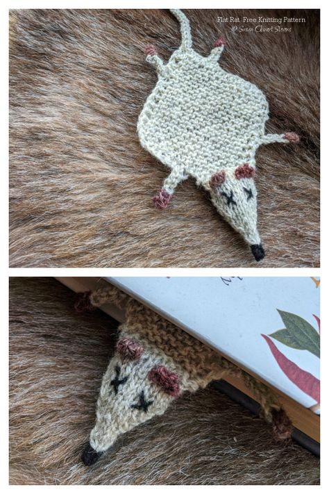 Picture Knitting Patterns, Squished Rat Crochet Bookmark, Knitting Bookmarks Free Patterns, Small Knits Free Patterns, Knitted Card Holder Free Pattern, Nitting Ideas Knitting Free Pattern, Knitting Patterns Small Projects, Cute Knitting Projects For Beginners, Knitted Book Marks