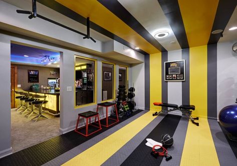 47 Extraordinary Basement Home Gym Design Ideas | Home Remodeling Contractors | Sebring Design Build Gym Room Ideas, Basement Home Gym, Modern Home Gym, Gym Designs, Luxury Gym, Home Gym Flooring, Bedroom Inspirations Minimalist, Basement Gym, Home Gym Design Garage