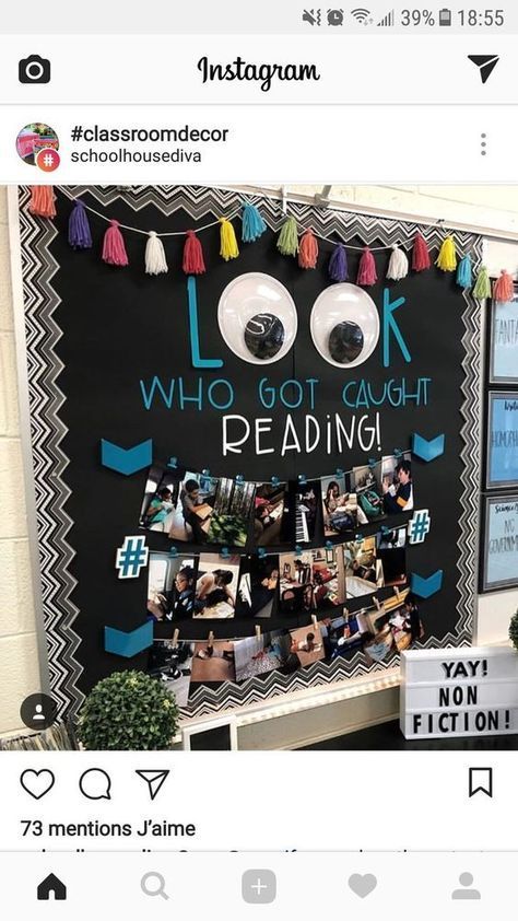 "Look who got caught reading!" bulletin board idea Room Door Ideas, Bullentin Boards, Library Bulletin Board, Reading Bulletin Boards, Library Bulletin Boards, 5th Grade Classroom, Bulletin Board Ideas, 3rd Grade Classroom, 2nd Grade Classroom