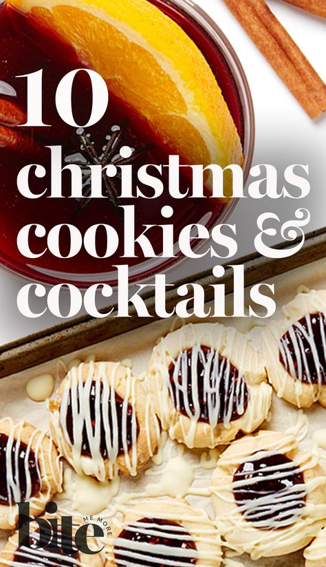 Wouldn't the most wonderful time of the year be that much more wonderful with some delicious cookies and cocktails to help get you in the holiday spirit? Take a peak at our 10 favorite Xmas cookie and cocktail recipes that even Santa has on his wish list! #winterbaking #holidaybaking #holidayrecipes #holidaycocktails Fall Cookie Exchange Party, Christmas Cookie And Cocktail Pairing, Christmas Cookies And Cocktail Party, Cookie And Cocktail Pairing, Cocktails And Cookies Party, Cookies And Cocktails Party Christmas, Alcoholic Cookies, Cookies And Cocktails Party, Cookie Cocktails