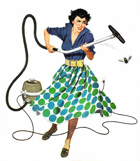 Housecleaning in the 50's | #Vintage #vacuuming | From Roger Wilkerson, The Suburban Legend on Tumblr Roger Wilkerson, Vintage Housewife, Happy Housewife, Retro Housewife, Retro Images, Domestic Goddess, Retro Humor, Vintage Life, Vintage Humor