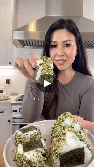 329K views · 22K reactions | Save this easy recipe for Onigiri 🍙. It’s basically a handheld rice sandwich that I filled with tuna. 
Ingredients- one 12oz can of tuna, 1/4 cup of kewpie Mayo, 1 1/2 cups short grain rice, 1 1/2 tbsps of rice wine vinegar, 1/4 cup fruikake, 2 large sheets of roasted seaweed. 
Instructions- rinse rice 3 times in cold water and add equal parts water to rice to rice cooker. Once cooked add rice to bowl and mix in rice wine vinegar and half of the fruikake. In a small bowl mix tuna and kewpie Mayo. Cut roasted seaweed into pieces to wrap Onigiri. 
In the molds add one layer of rice, then tuna and another layer of rice. Pack tight, pop from the molds, add a piece of roasted seaweed and dip in more furikake. #onigiri #tunaandrice #asianrecipes #lunchideas #recipev Dairy Free Vegetable Recipes, Rice Sandwich, Short Grain Rice, Roasted Seaweed, Kewpie Mayo, Gluten Free Yeast Free, Rice Pack, Hawaiian Dishes, Cold Lunches