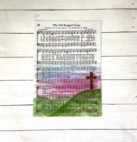 The Old Rugged Cross Hymnal Print 5x7 Print for Framing - Etsy Vintage Hymnal Crafts, Hymn Painting, Hymnal Page Crafts, Hymn Crafts, Hymnal Art, Hymnal Crafts, Bible Sketches, The Old Rugged Cross, Church Painting