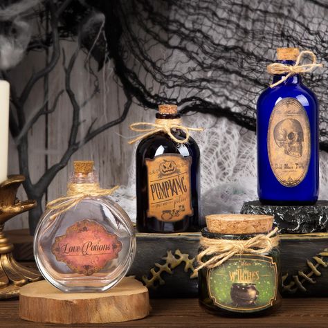 PRICES MAY VARY. Halloween Decorations Indoor: These are must-haves for your Halloween tiered tray decorations set these potion bottles can also be used for wizard/witch-themed birthday parties, gifts, apothecary cabinets, apothecary decor, witchcraft Supplies Halloween. Halloween Potion Bottles: Potion bottles are made of glass, labeled as durable, waterproof, and easy to tear, vintage Halloween decorations can be used for a long time. Halloween Tiered Tray Decor: Potion bottles are available i Potion Bottles Halloween, Halloween Bottle Labels, Halloween Tiered Tray Decor, Apothecary Decor, Halloween Potion Bottles, Halloween Mantle, Halloween Bottles, Halloween Potions, Potion Bottles