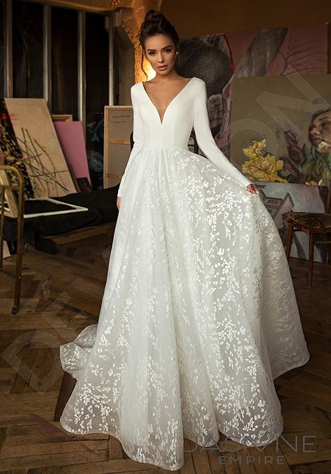 Stella York, Wedding Dress Chiffon, White Wedding Dress, Cute Wedding Dress, Top Wedding Dresses, Sleeve Wedding Dress, Dress Chiffon, Wedding Dress Trends, Long Sleeve Wedding