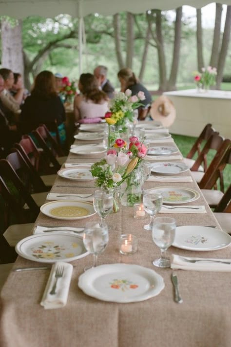 Vintage Wedding Table Settings, Rustic Wedding Table Setting, Mismatched Plates, Rustic Table Setting, Vintage Wedding Table, Rustic Wedding Table, Vintage Ideas, Wedding Plates, Maryland Wedding