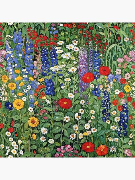 Gustav Klimt Garden, Gustav Klimt Flowers Gardens, Klimt Garden, Klimt Flowers, Klimt Flower Garden, Drawing Elements, Gustav Klimt Art, Klimt Paintings, Klimt Art