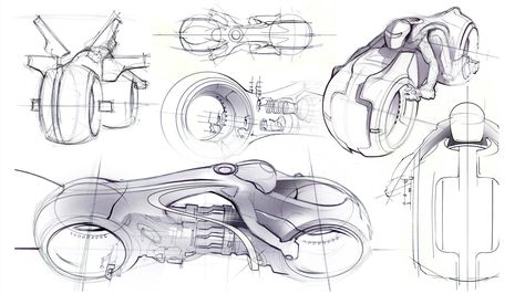 Costume and Car Concepts for Tron: Pictures Tron Light Cycle, Tron Bike, Concept Sketches, Bike Sketch, Tron Legacy, Light Cycle, Motorbike Design, Concept Motorcycles, Industrial Design Sketch