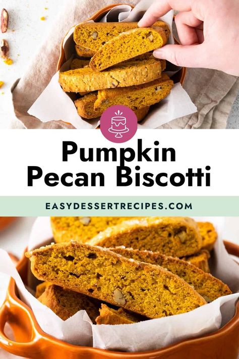 Pecan Biscotti Recipe, Pecan Biscotti, Homemade Biscotti, Pumpkin Biscotti, Frozen Pumpkin, Cinnamon Pumpkin, Halloween Food Desserts, Easy Dessert Recipes, Spiced Pecans