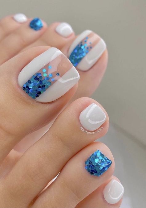 Pedicure Azul, Blue Toe Nails, Toenail Art Designs, Toenail Designs Summer, Cute Pedicures, Pedicure Designs Toenails, Summer Pedicure, Gel Toe Nails, Acrylic Toe Nails