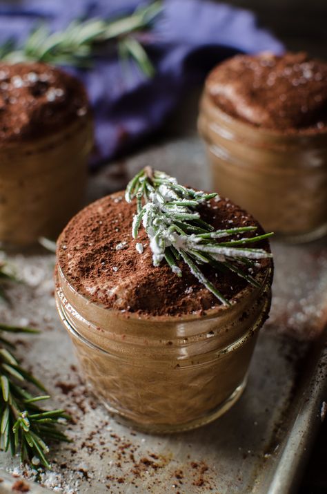 Rosemary infused French Chocolate Mousse - My twist on the Classic French Chocolate Mousse with earthy, floral flavours mingling with the bittersweet creaminess. French Chocolate Mousse, Rustic Food Photography, Edible Flowers Cake, Dark Chocolate Mousse, French Chocolate, Chocolate Mousse Recipe, Bistro Food, Flower Cakes, Baked Treats