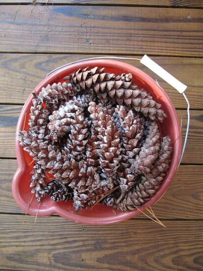 Borax Pinecones, Borax Crystal Pinecones, How To Clean Pinecones For Crafts, Bleaching Pinecones, Coffee Table Upcycle, Couch Makeover, Borax Crystals, Faux Fireplace Mantels, Upper Kitchen Cabinets