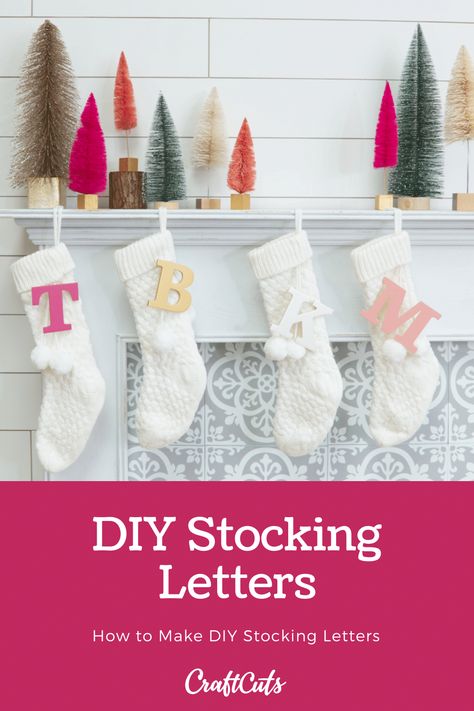 Diy Stocking Initials, Stocking Letters Diy, Stocking Labels Diy, Custom Stockings Christmas Diy, Stocking Names Ideas, Diy Personalized Stockings Christmas, Stocking Letters, Christmas Stocking Tutorial, Diy Stocking