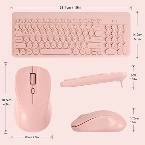 Amazon.com: Arcwares Wireless Keyboard and Mouse Combo, Sweet Pink Cute Keyboard, 2.4G USB Ergonomic Full-Sized Mute Keyboard for Computer, Laptop, PC Desktops, Mac : Electronics Keyboard For Computer, Cute Keyboard, Wireless Keyboard And Mouse, Pink Office, Keyboard Keys, Wireless Keyboard, Keyboard And Mouse, Tech Support, Desktop Pc